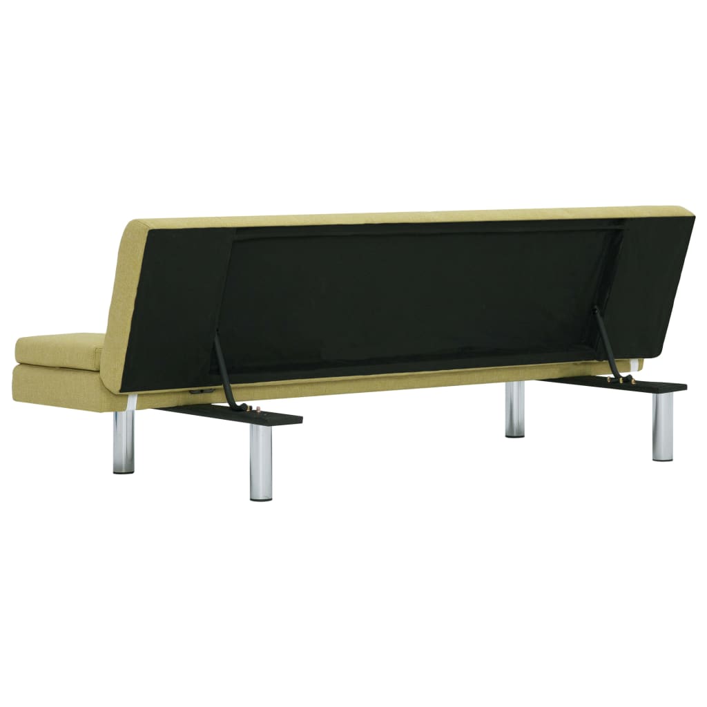 Canapea extensibilă cu două perne, verde, poliester