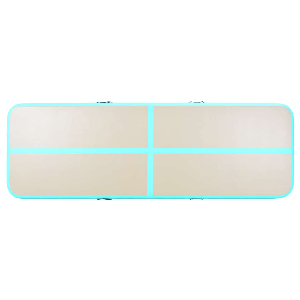 Saltea gimnastică gonflabilă cu pompă verde 400x100x10cm PVC