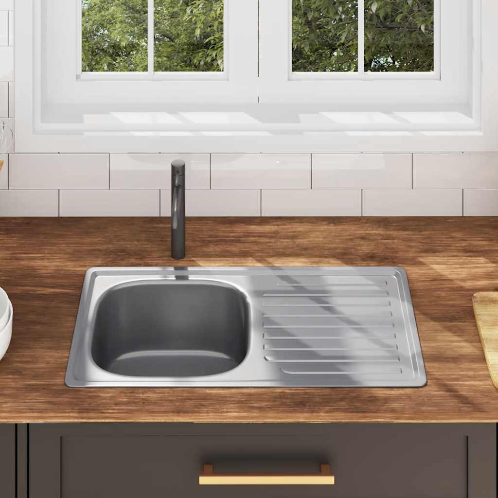 Chiuvetă de bucătărie cu sită și sifon, oțel inoxidabil