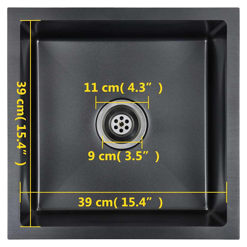 Chiuvetă de bucătărie lucrată manual, negru, oțel inoxidabil