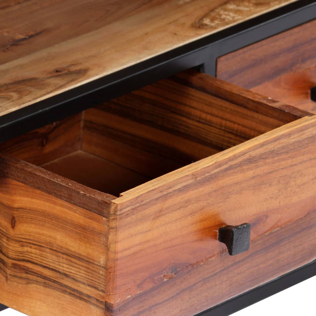 Comodă TV, 120 x 30 x 40 cm, lemn masiv reciclat și oțel