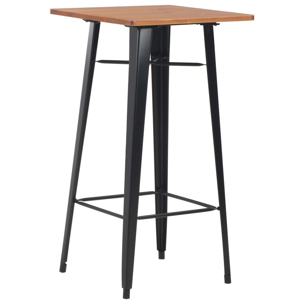 Set mobilier de bar, 3 piese, negru, oțel