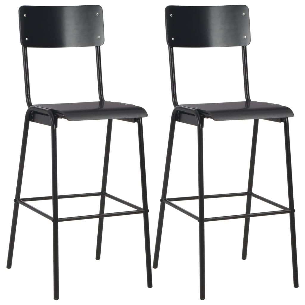 Set mobilier de bar, 3 piese, negru, oțel
