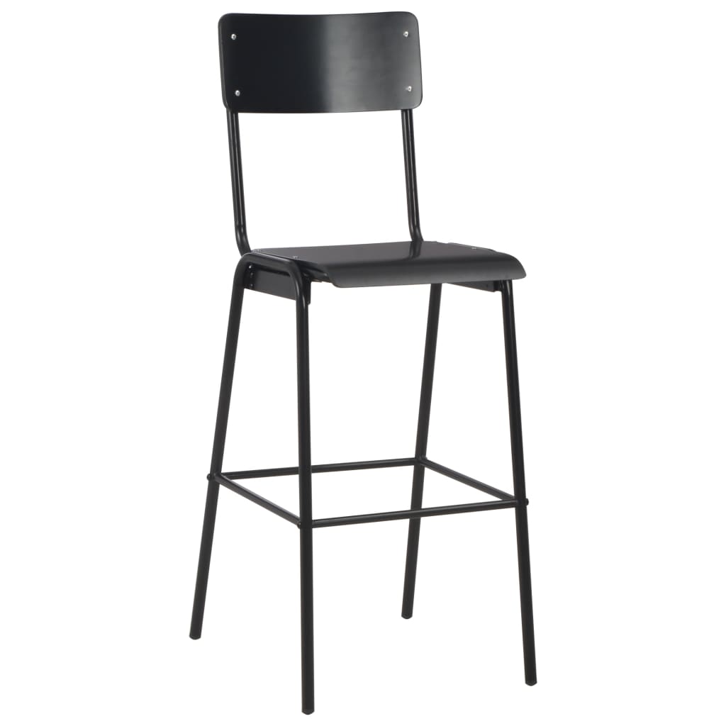 Set mobilier de bar, 3 piese, negru, oțel