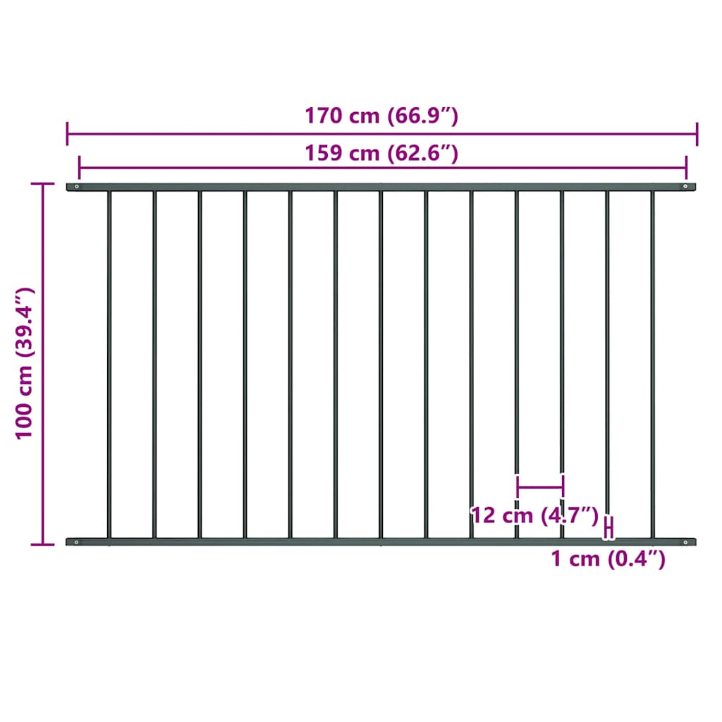 Panou de gard Woerden din oțel vopsit în câmp electrostatic, 1,7x1 m, antracit