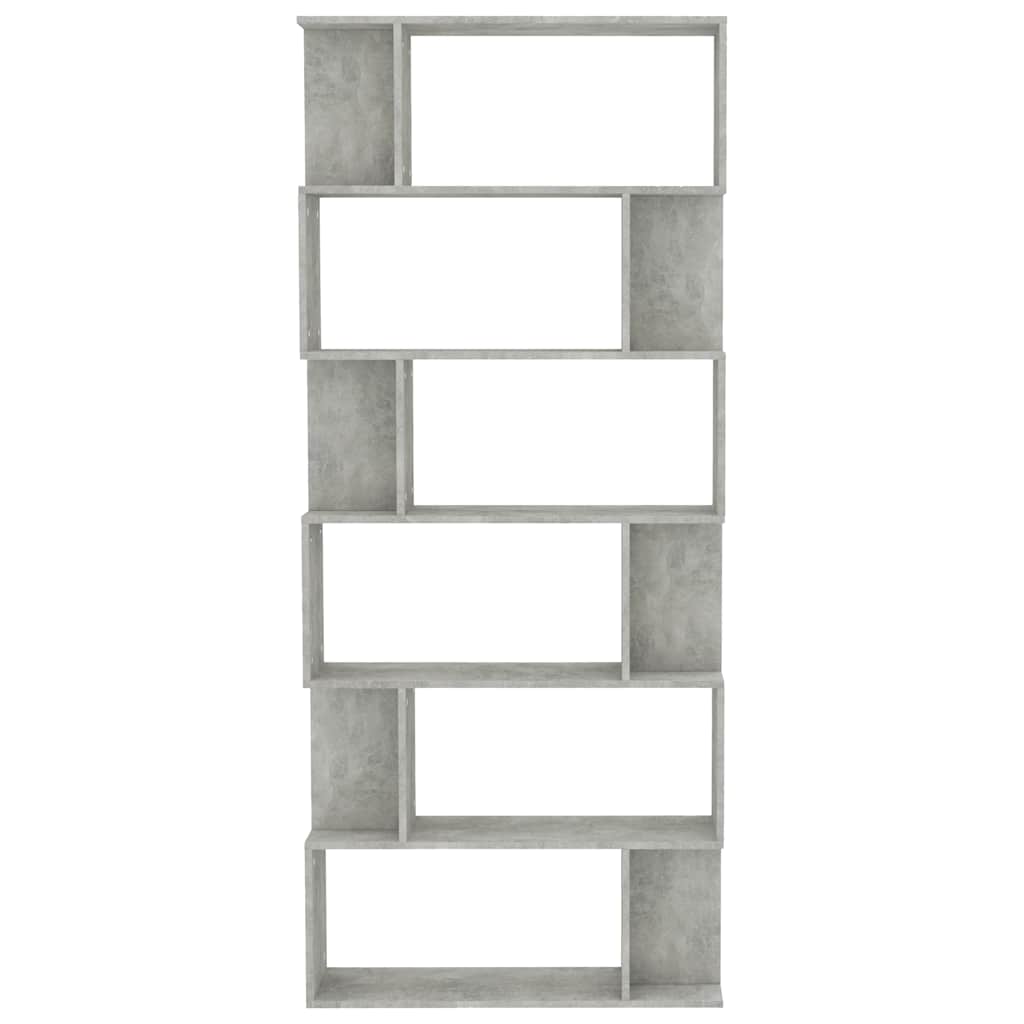 Bibliotecă/Separator, gri beton, 80x24x192 cm, lemn prelucrat