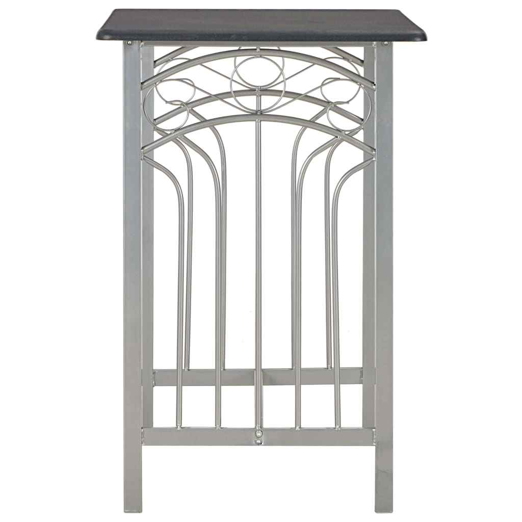 Set mobilier de bar, 3 piese, negru, lemn și oțel