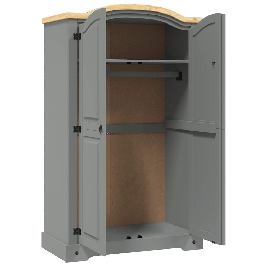 Șifonier, gri, lemn de pin mexican, 2 uși, gama Corona