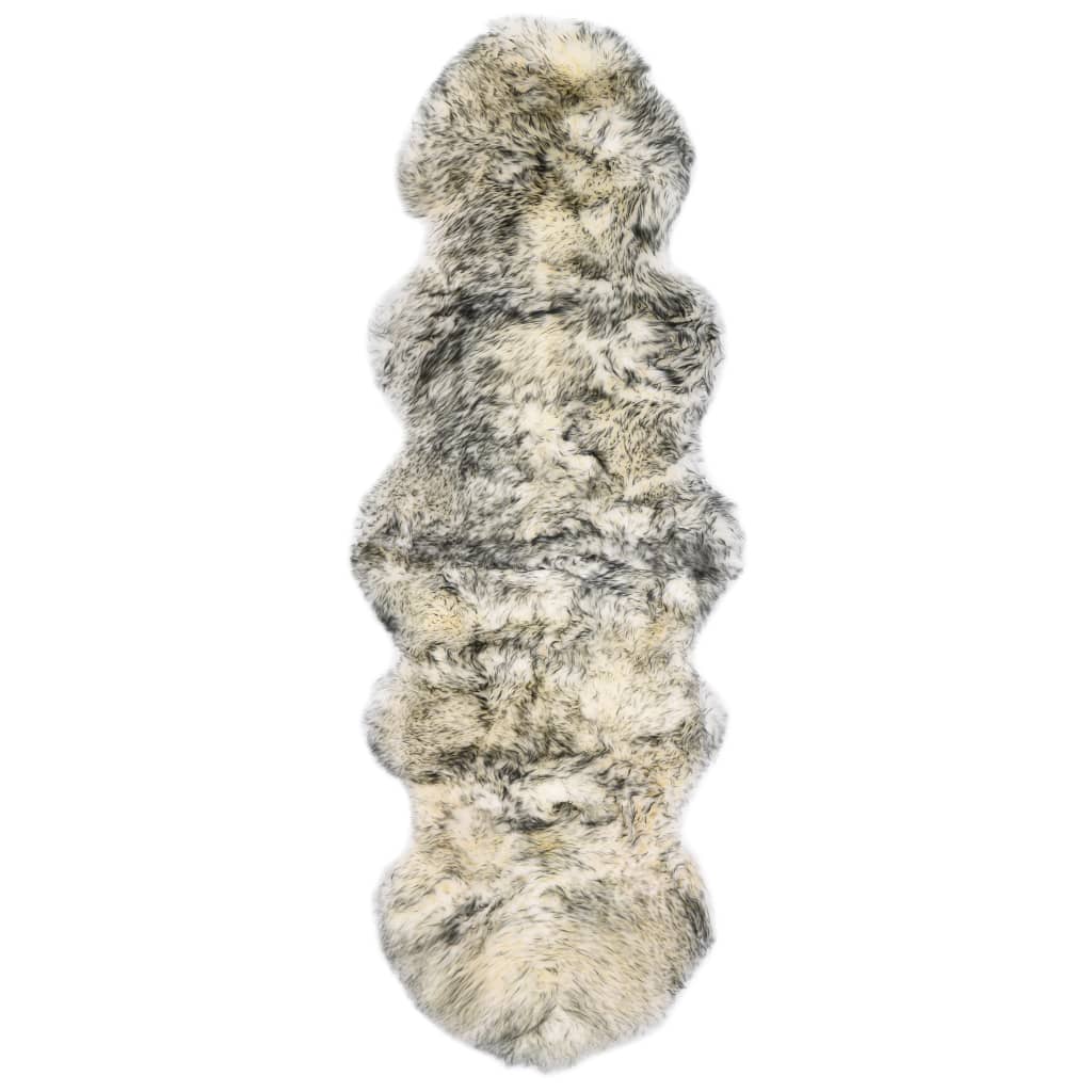 Covor din piele de oaie, gri închis melanj, 60 x 180 cm