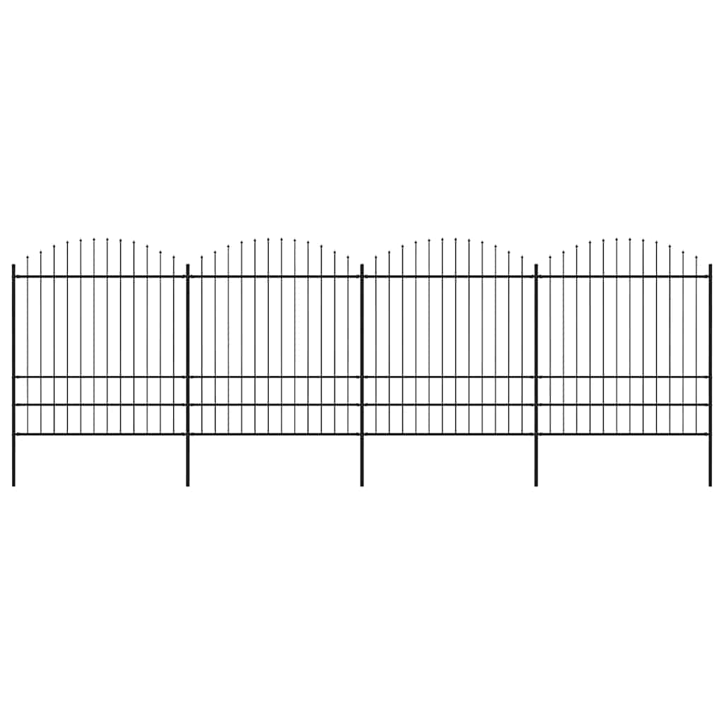 Gard de grădină cu vârf tip suliță din oțel 714,5x200 cm, negru