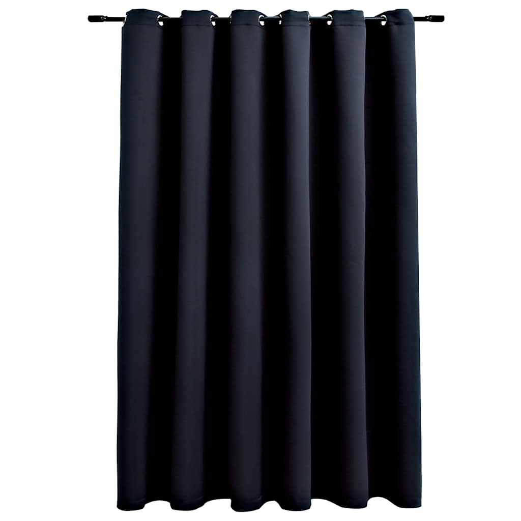 Draperie opacă cu inele metalice, negru, 290 x 245 cm