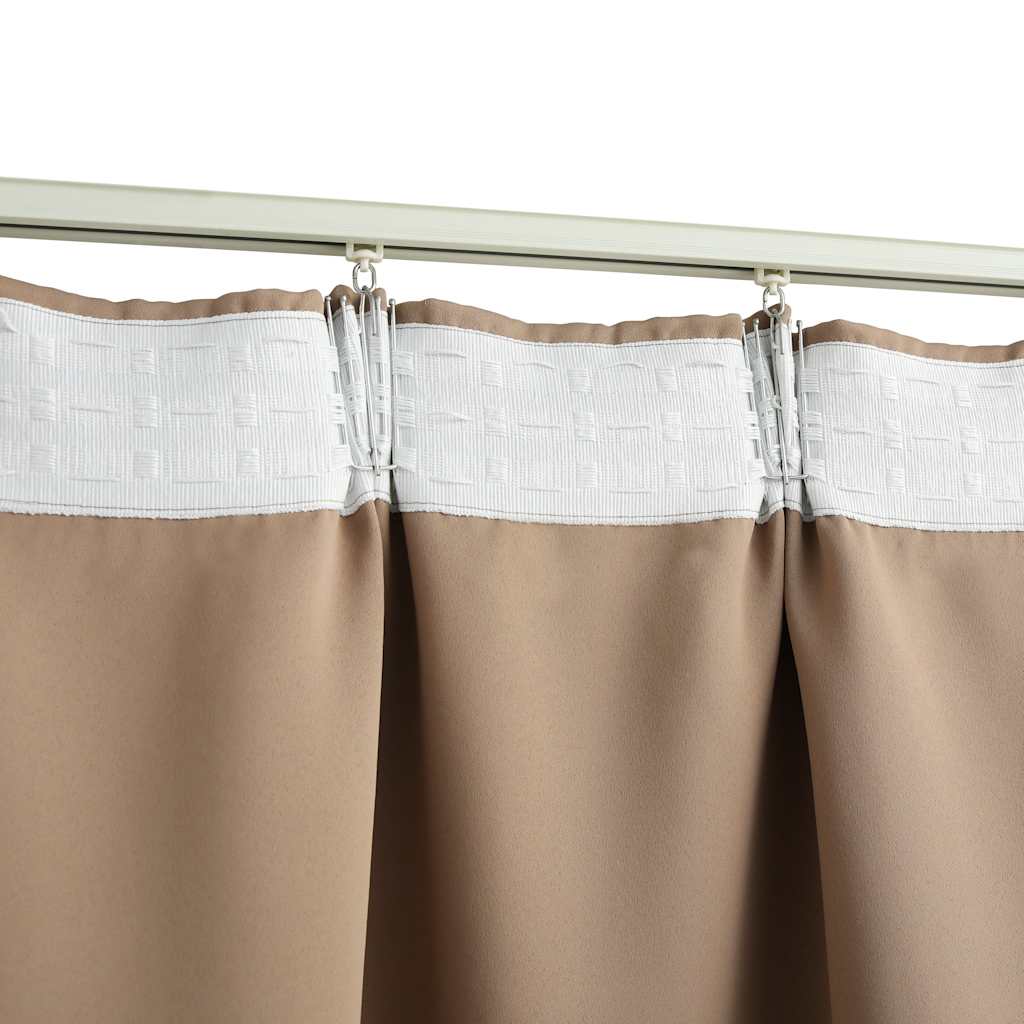Draperii opace, 2 buc., gri taupe, 140 x 245 cm, cu cârlige