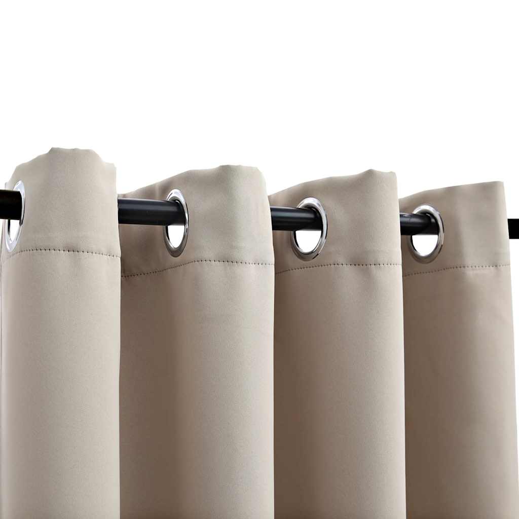 Draperii opace cu inele metalice, 2 buc., bej, 140 x 175 cm