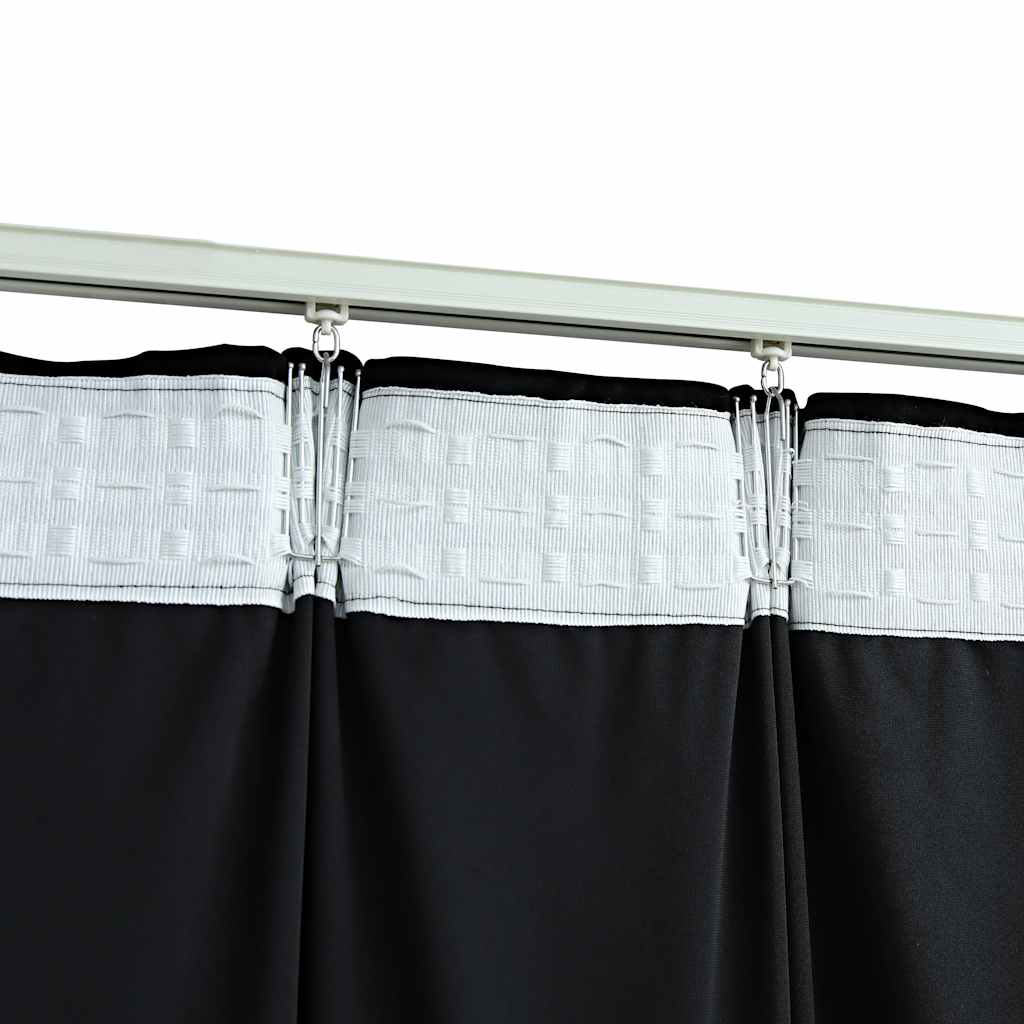 Draperii opace cu cârlige, 2 buc., negru, 140x245 cm, catifea