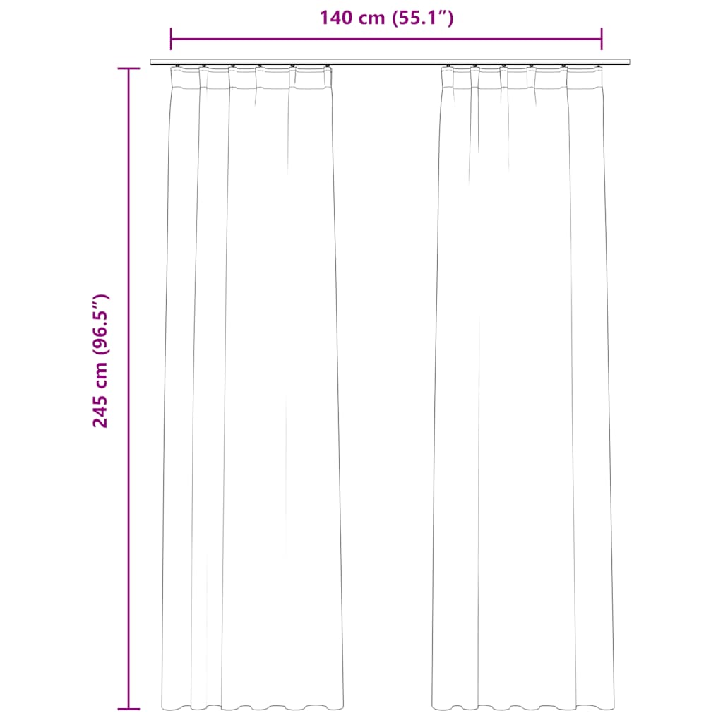 Draperii opace cu cârlige, 2 buc., antracit, 140x245cm, catifea