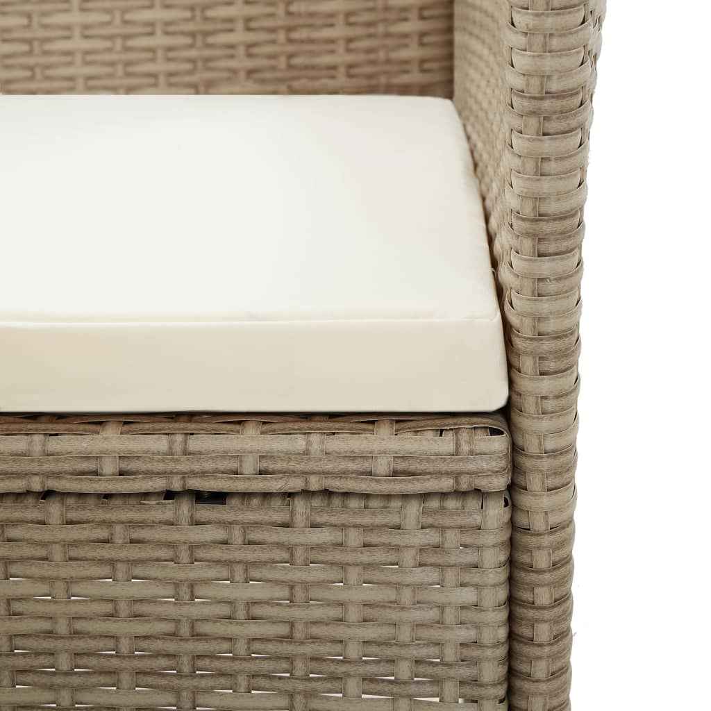 Scaune de exterior cu perne, 2 buc., bej, poliratan