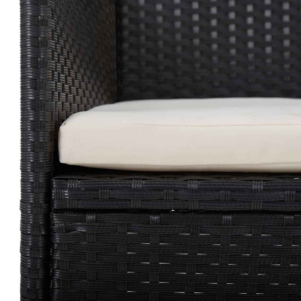 Scaune de grădină, 2 buc., negru, poliratan