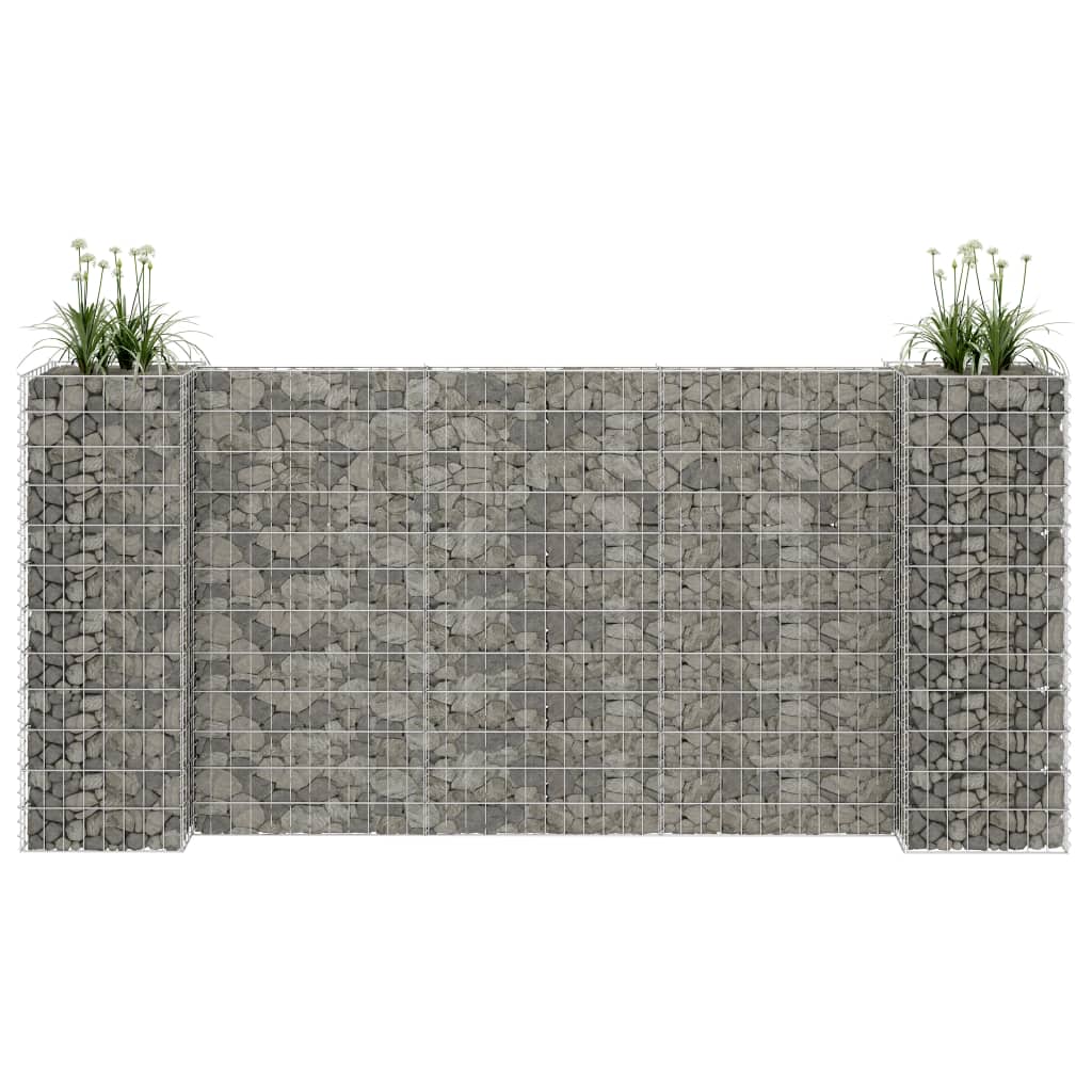 Jardinieră gabion în formă de H, sârmă oțel, 260 x 40 x 120 cm