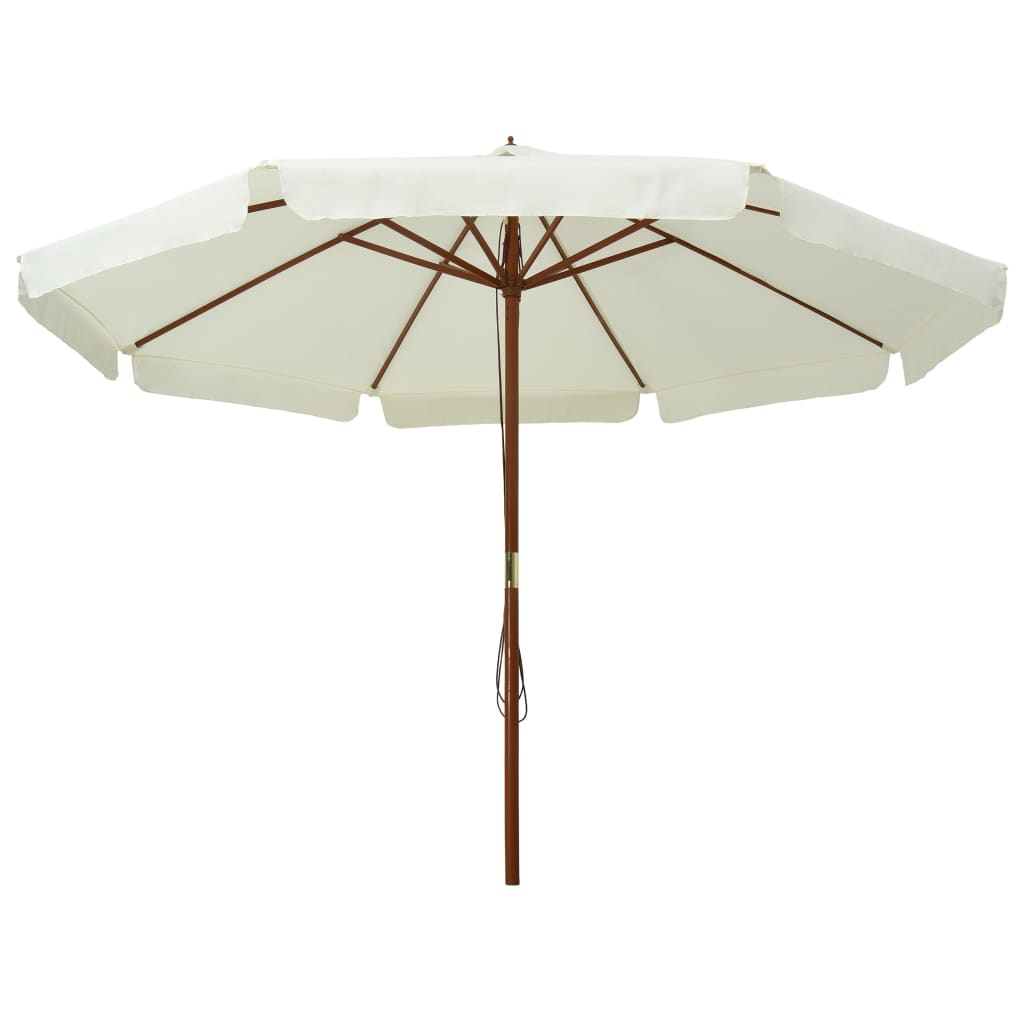 Umbrelă soare de exterior, stâlp din lemn, alb nisipiu, 330 cm