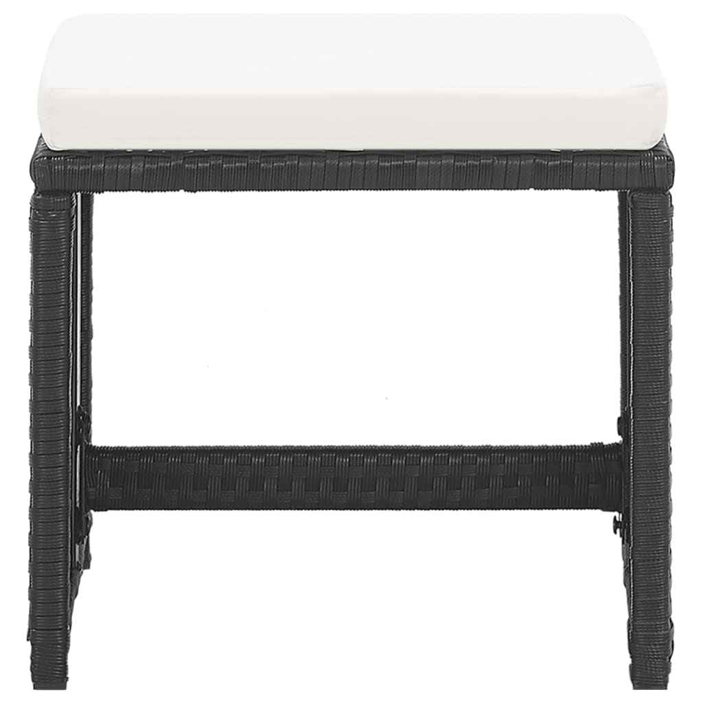 Taburete de grădină cu perne, 2 buc., negru, poliratan