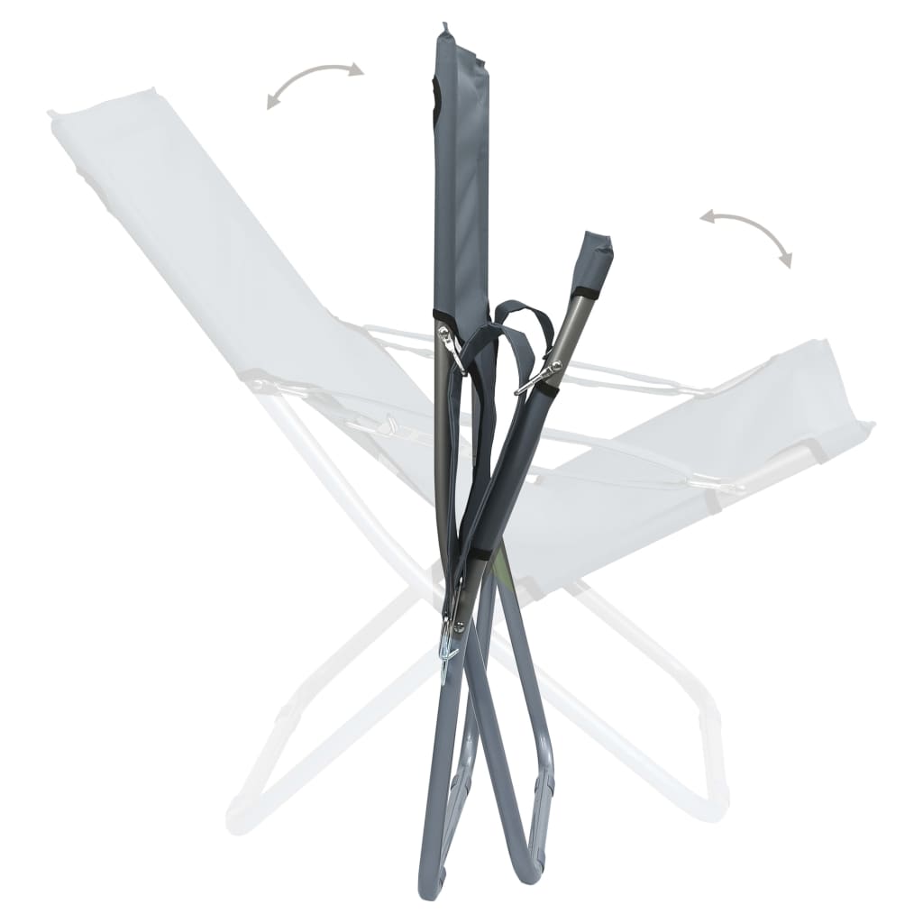 Scaune de plajă pliante, 2 buc., gri, material textil