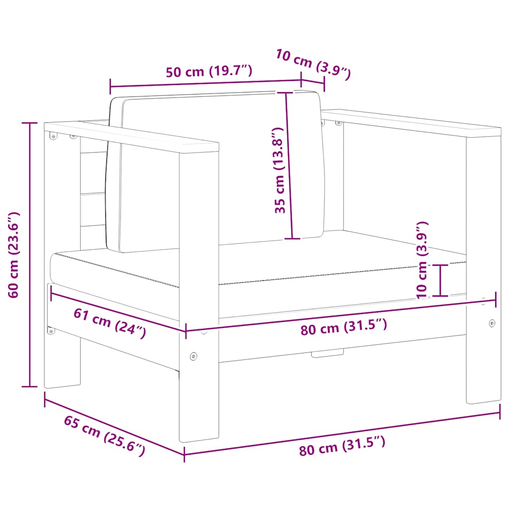 Fotoliu de grădină cu pernă, crem, lemn masiv de acacia