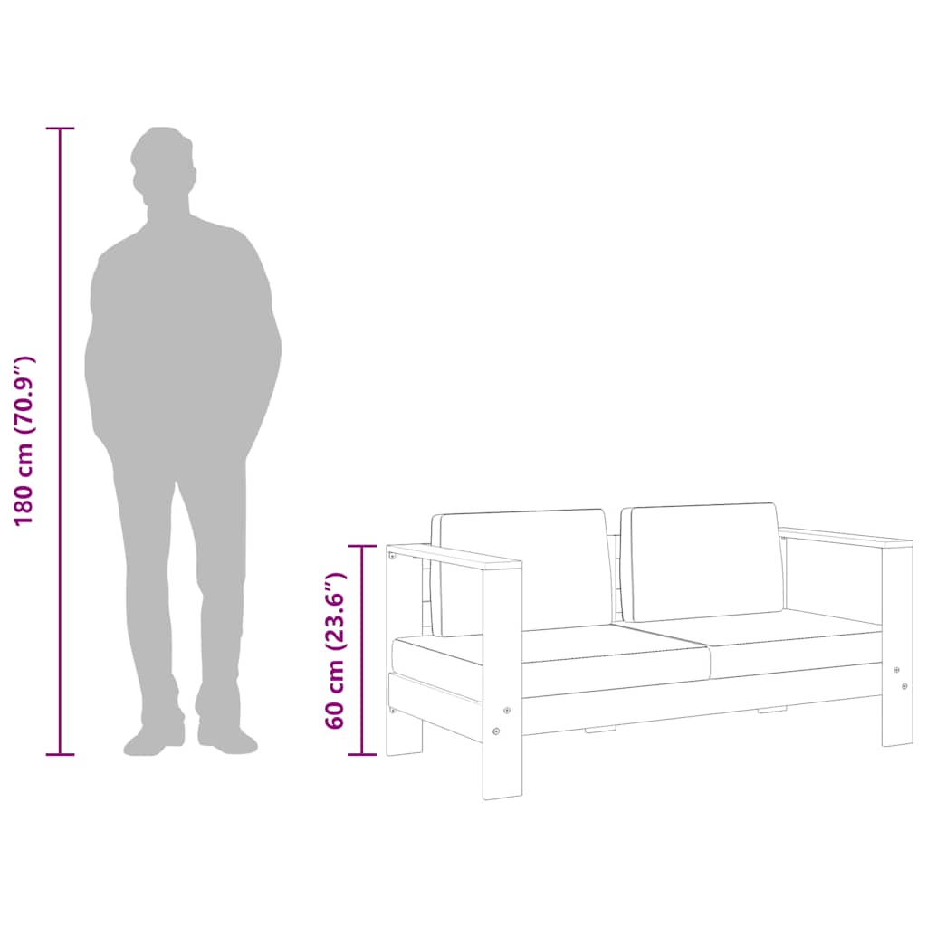 Bancă de grădină cu perne, gri, 140 cm, lemn masiv de acacia