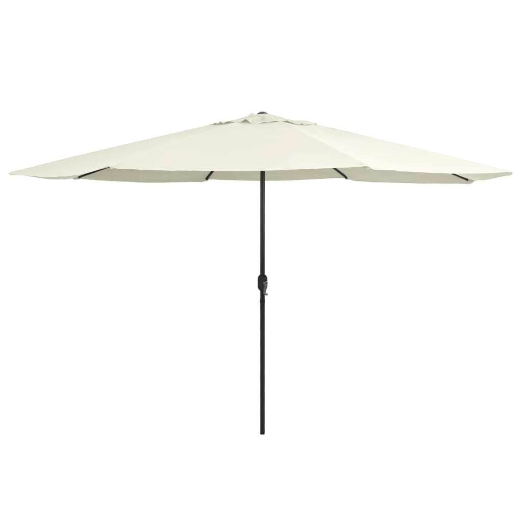 Umbrelă de soare de grădină, stâlp metalic, alb nisipiu 390 cm