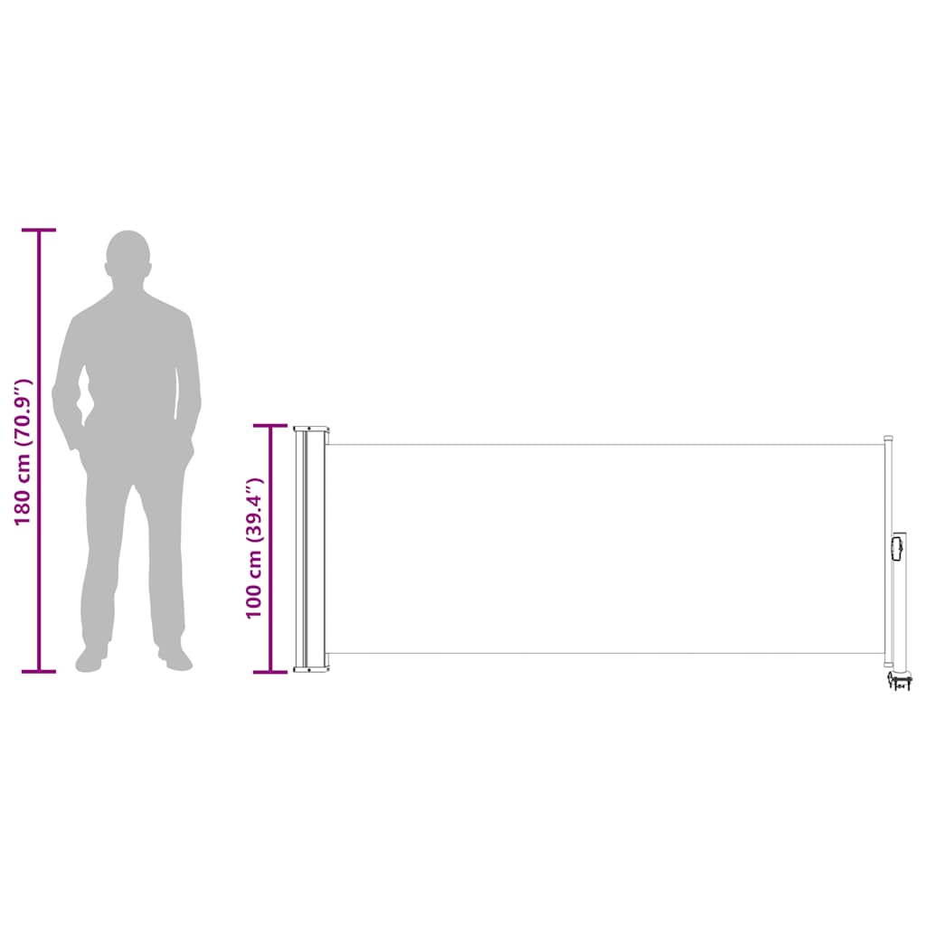 Copertină laterală retractabilă de terasă, maro, 100 x 300 cm