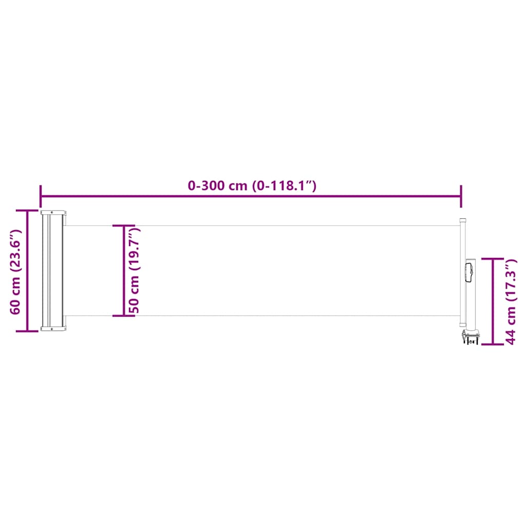 Copertină laterală retractabilă de terasă, negru, 60 x 300 cm
