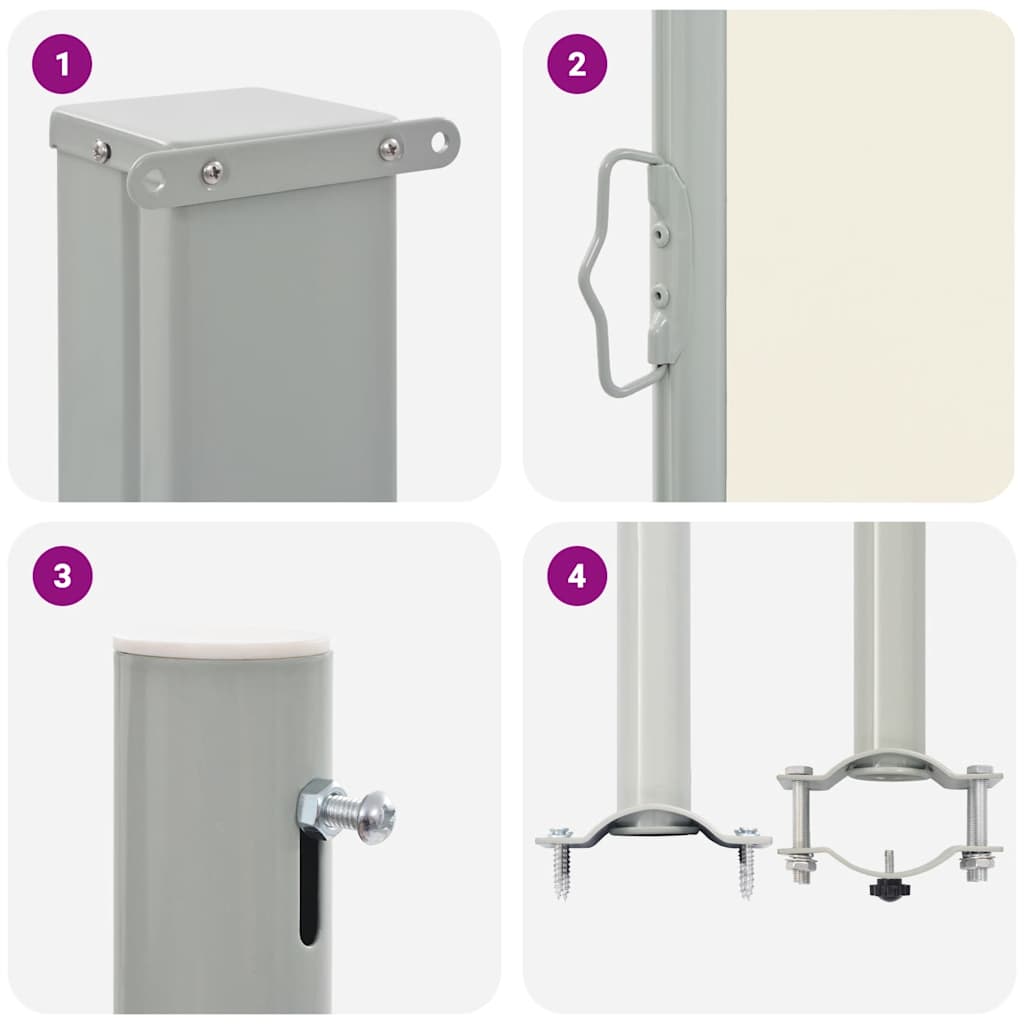 Copertină laterală retractabilă de terasă, crem, 80 x 300 cm