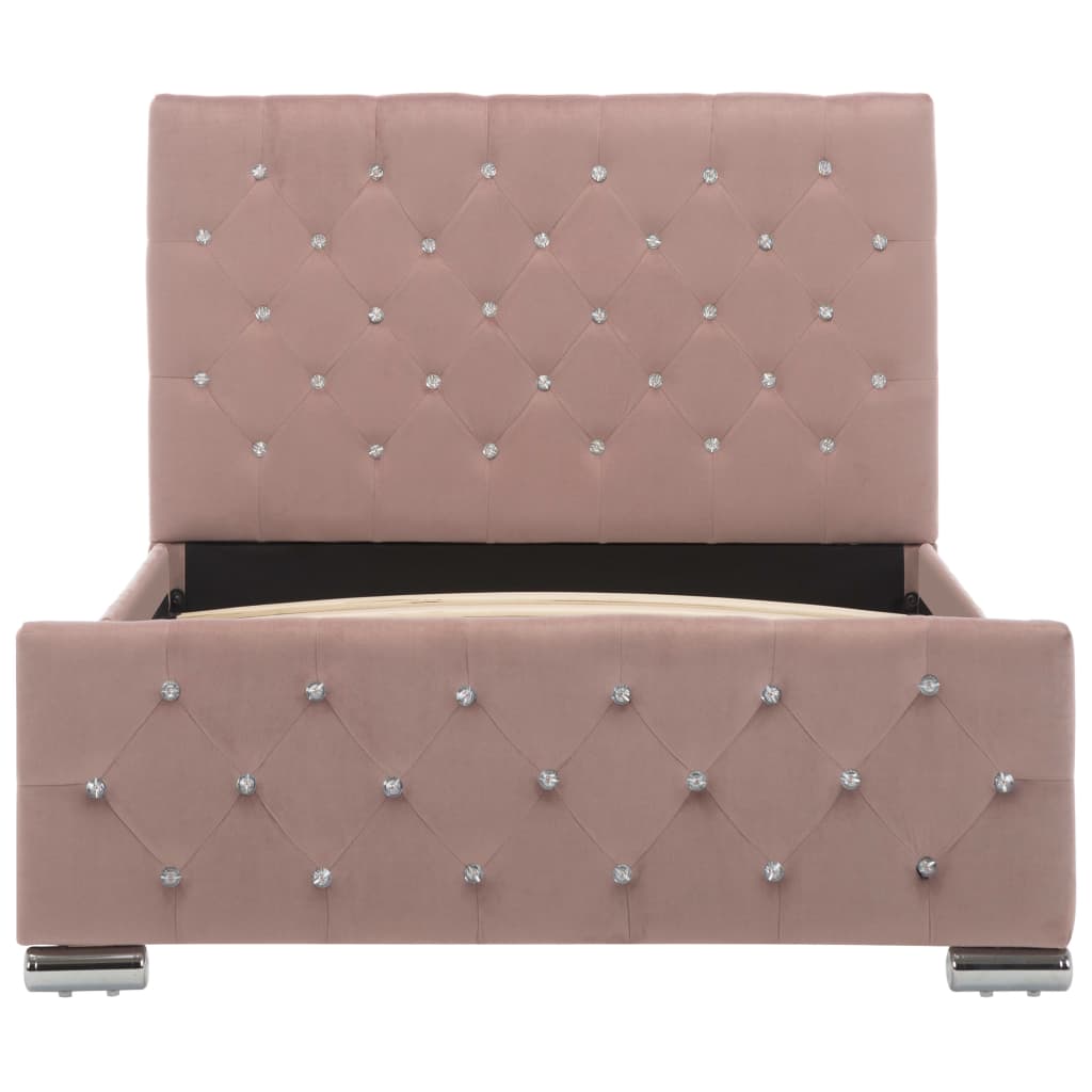 Cadru de pat, roz, 100 x 200 cm, catifea