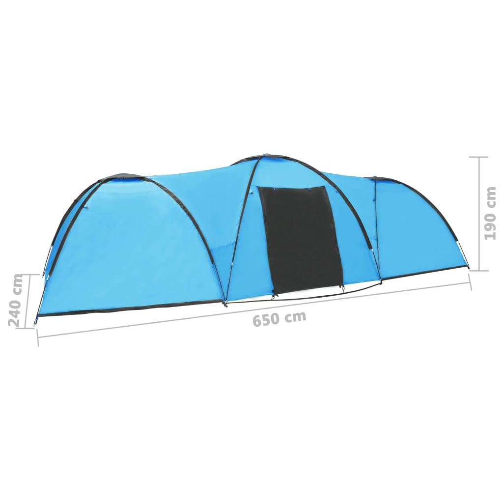 Cort camping tip iglu, 8 persoane, albastru, 650x240x190 cm