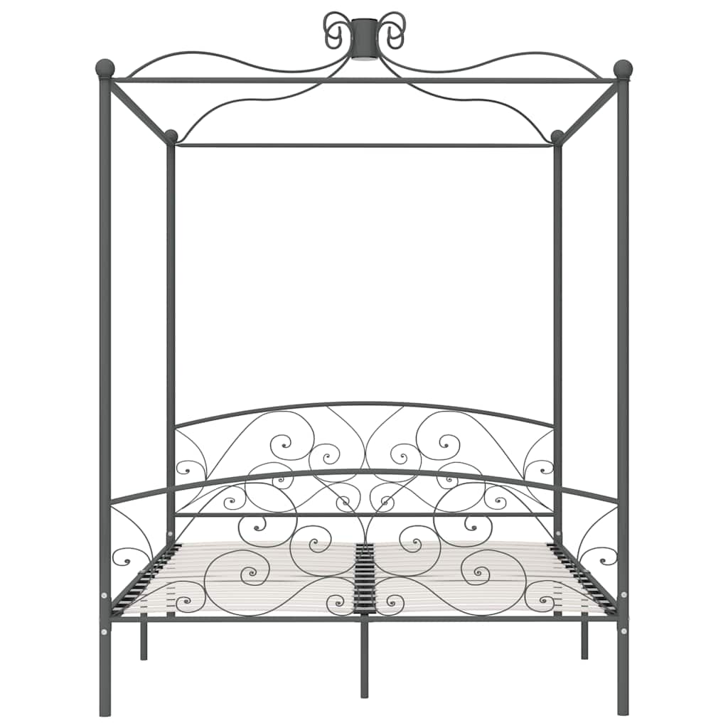 Cadru de pat cu baldachin, gri, 180 x 200 cm, metal
