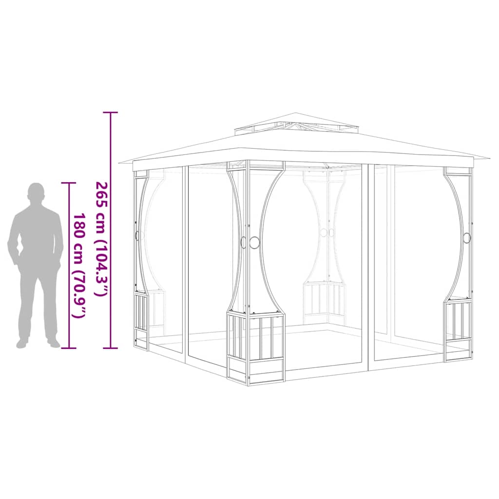 Pavilion cu plase, crem, 300 x 300 x 265 cm