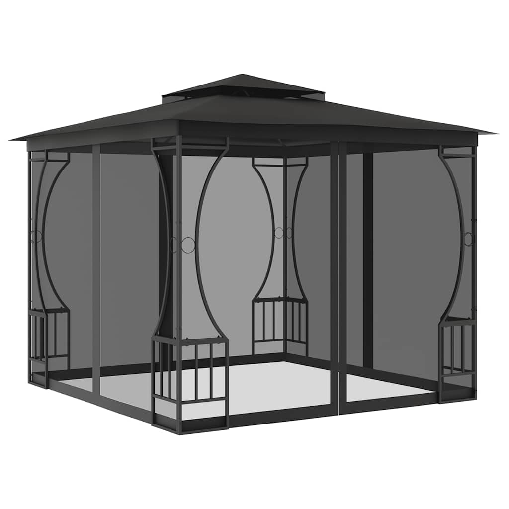 Pavilion cu plase, antracit, 300 x 300 x 265 cm