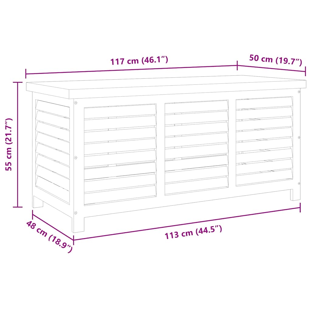 Ladă depozitare grădină, 117x50x55 cm, lemn masiv de eucalipt