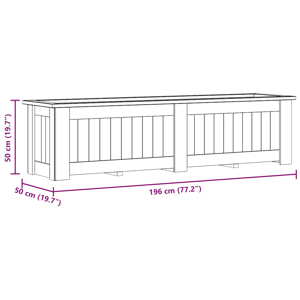 Jardinieră înaltă, 196 x 50 x 50 cm, lemn de pin tratat