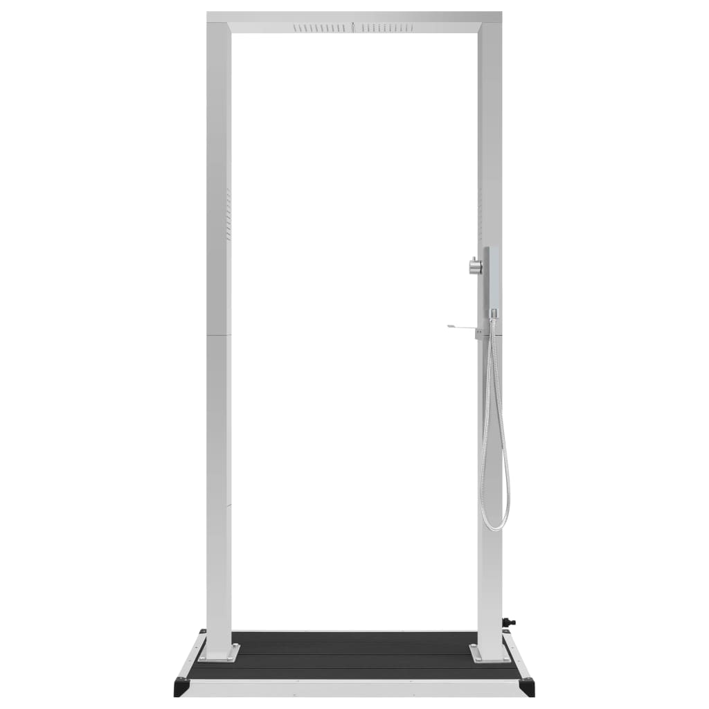 Duș de exterior cu tăviță, WPC și oțel inoxidabil