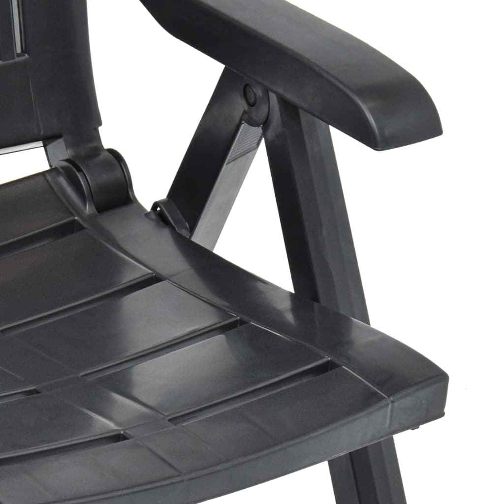 Scaune de grădină rabatabile, 2 buc., antracit, plastic