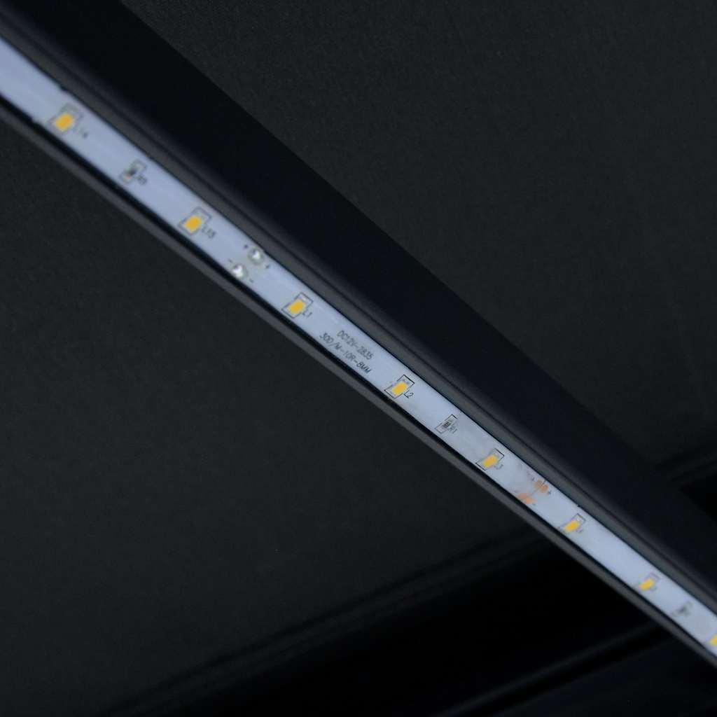 Copertină retractabilă manual cu LED, antracit, 300 x 250 cm
