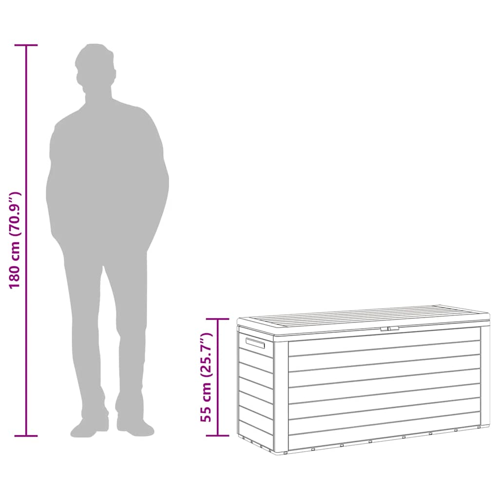 Ladă de depozitare pentru grădină, maro, 116 x 44 x 55 cm