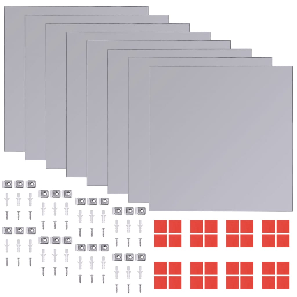 Plăci de oglindă fără ramă, 16 buc., 20,5 cm, sticlă