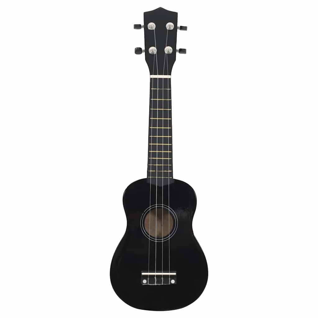 Set ukulele soprano, cu husă, pentru copii, negru, 21"