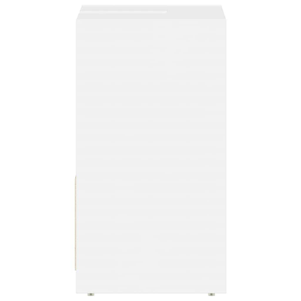 Dulap de baie, alb extralucios, 60x33x61 cm, lemn prelucrat