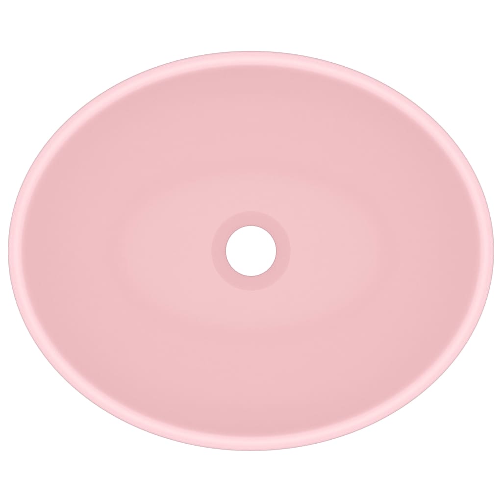 Chiuvetă de lux, roz mat, 40 x 33 cm, ceramică, formă ovală