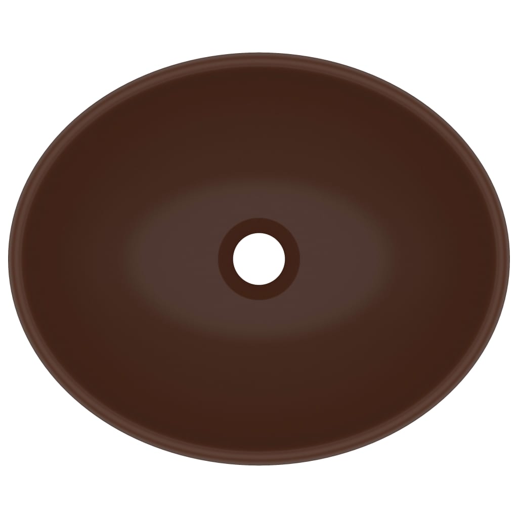 Chiuvetă de lux, maro mat, 40 x 33 cm, ceramică, formă ovală