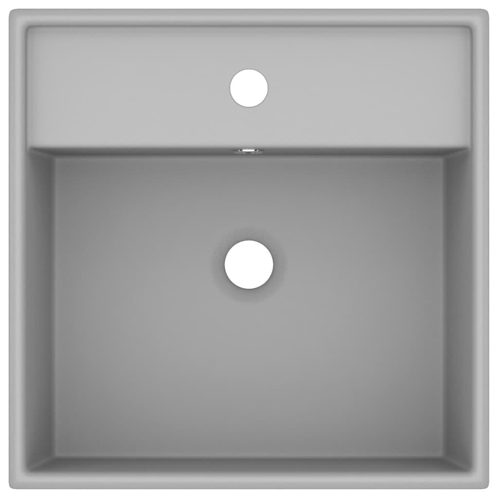 Chiuvetă lux preaplin, gri deschis mat 41x41 cm ceramică pătrat