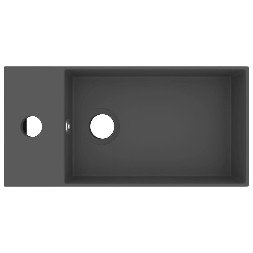 Chiuvetă de baie cu preaplin, gri închis, ceramică