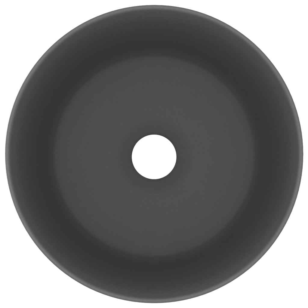 Chiuvetă baie lux, gri închis mat, 40x15 cm, ceramică, rotund